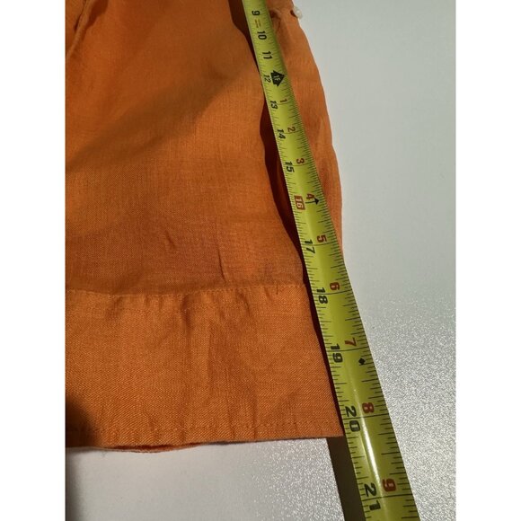 Lauren Ralph Lauren Orange Linen Button Down Popover 3/4 Sleeve Top Womens Sz L - Picture 9 of 10